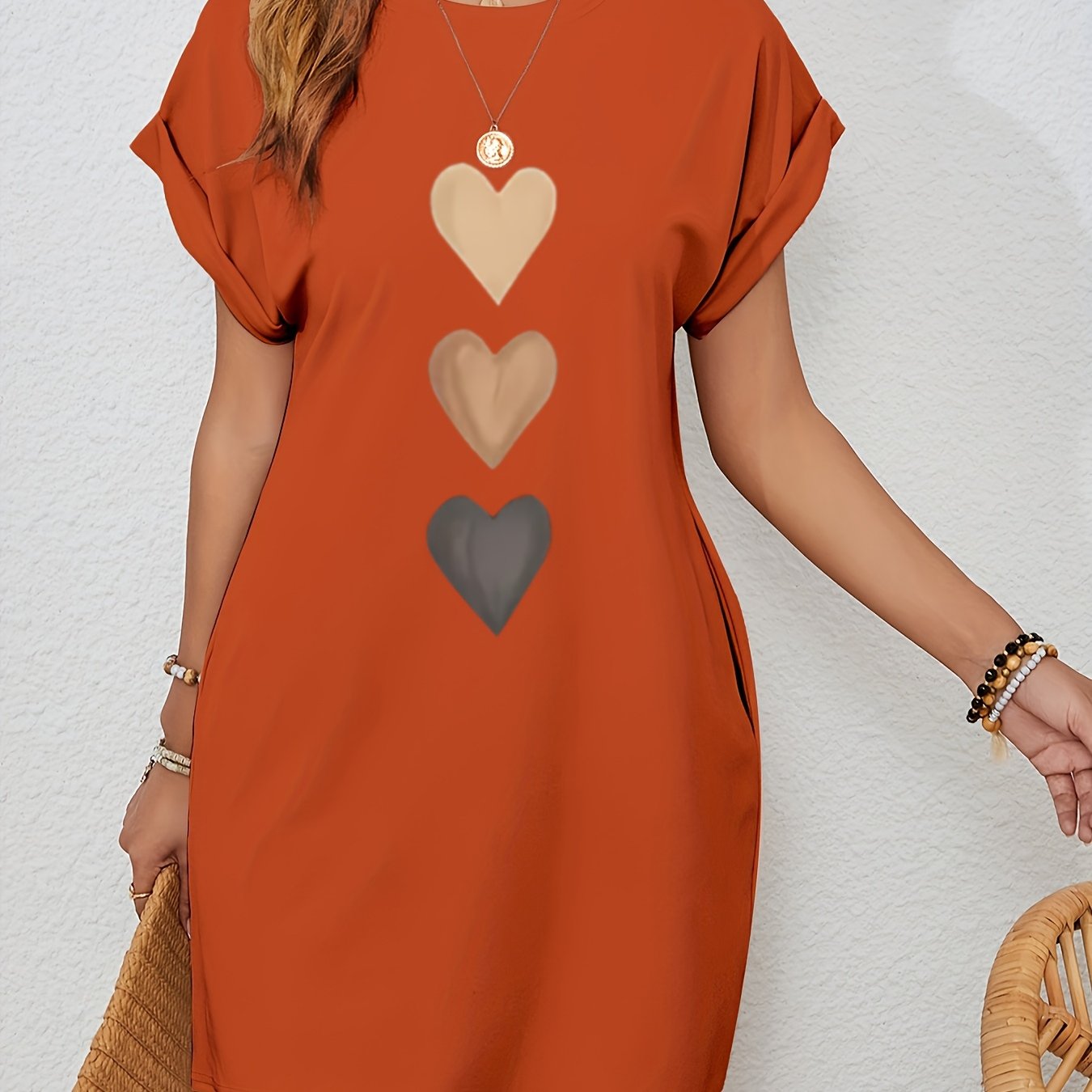 Everyday Damenkleid mit Herzmotiv und Fledermausärmeln