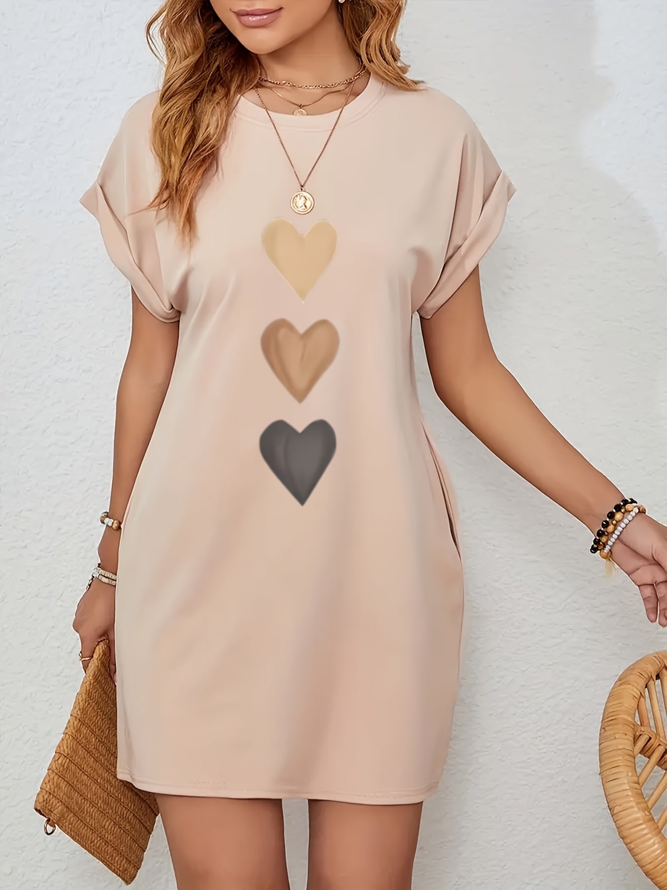Everyday Damenkleid mit Herzmotiv und Fledermausärmeln
