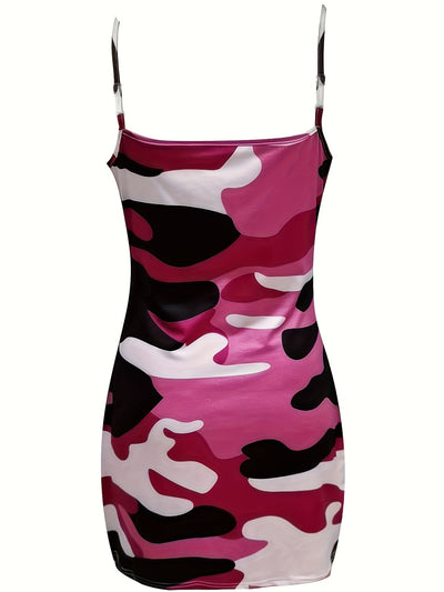 Elegantes Damen-Bodycon-Kleid mit Camouflage-Muster