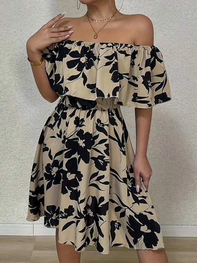 Spanisches Blumenkleid für Frauen mit Rüschen - mehrfarbig