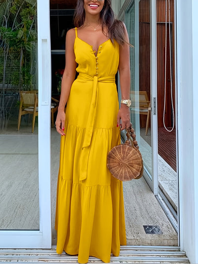 Elegantes Gelbes Sommer Maxikleid für Frauen
