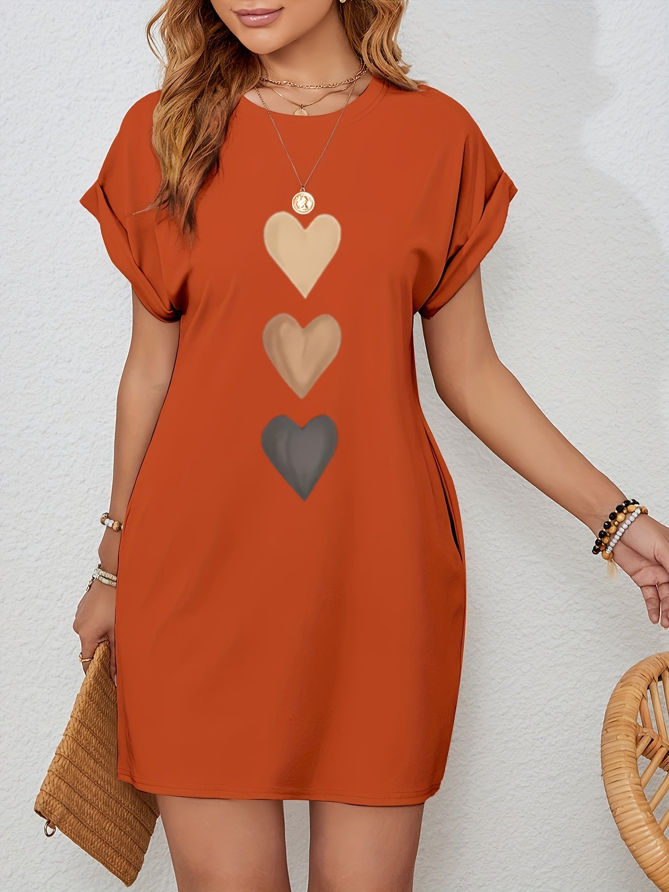 Everyday Damenkleid mit Herzmotiv und Fledermausärmeln