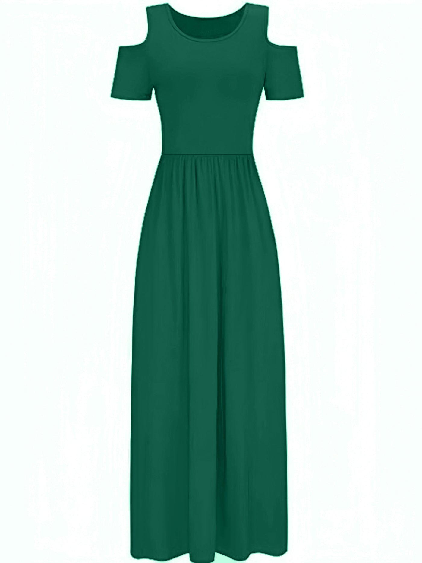 Stylisches Sommer Maxikleid mit offenen Schultern - ärmellos, Rundhalsausschnitt