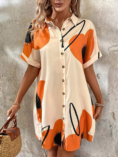 Elegantes Kleid mit kurzen Ärmeln und lockerem Schnitt