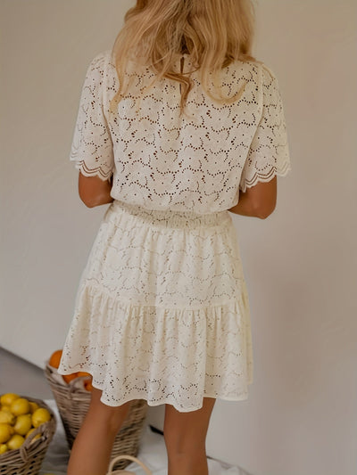 Apricot A-Linie Sommerkleid lässig luftig, das die Taille betont