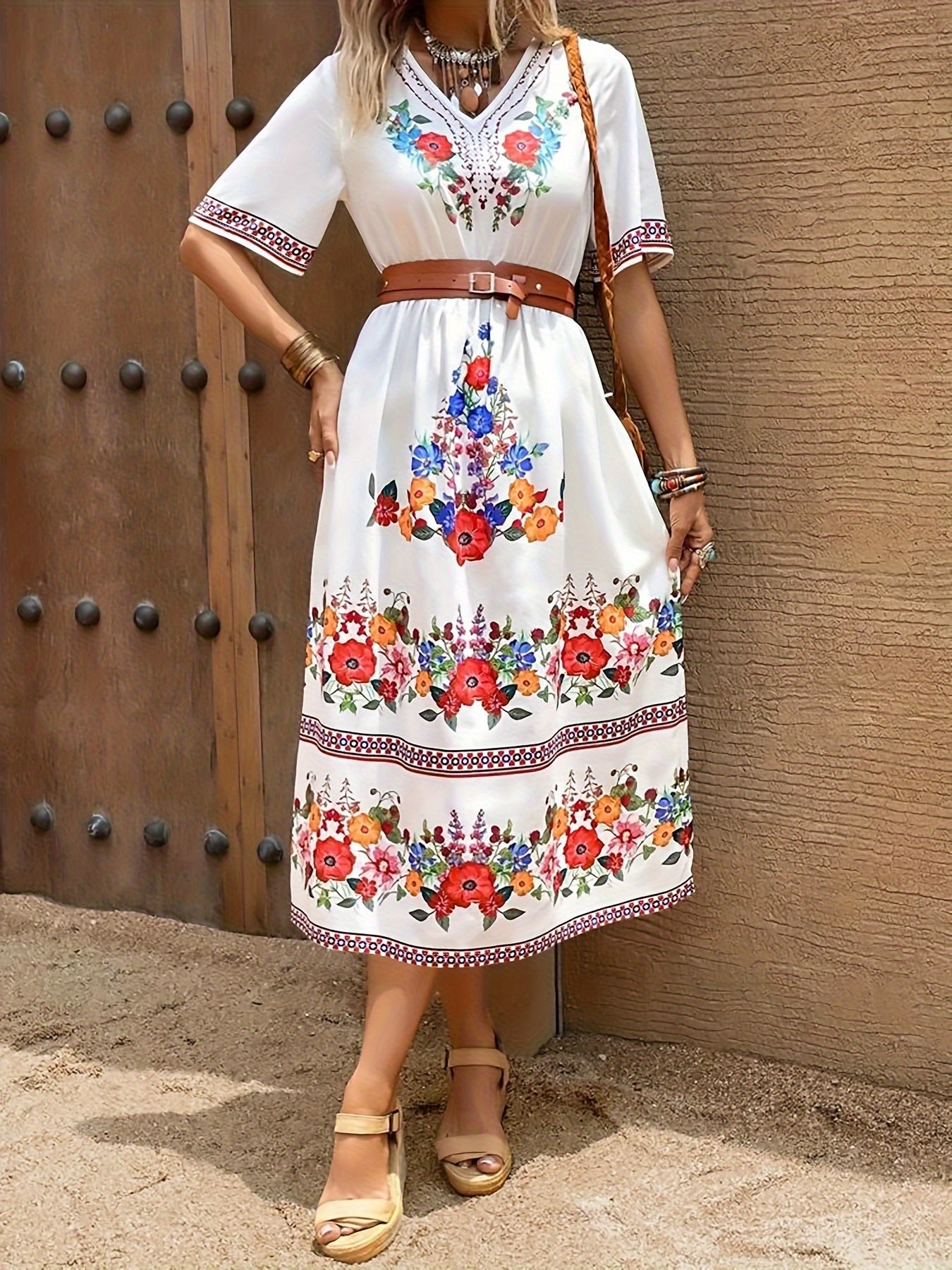Elegantes Kleid mit Blumenmuster für Damen