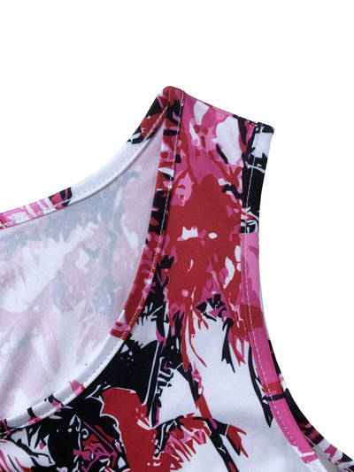 Ärmelloses Sommerkleid für Damen mit tropischem Muster