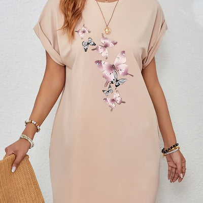 Damen Sommerblumenkleid mit Rundhalsausschnitt