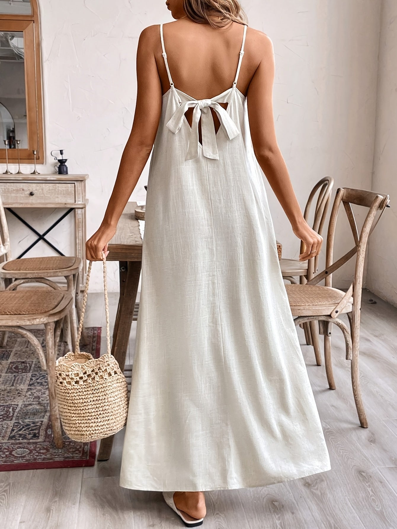Elegantes Sommerkleid – V-Ausschnitt ärmellos masch. waschbar