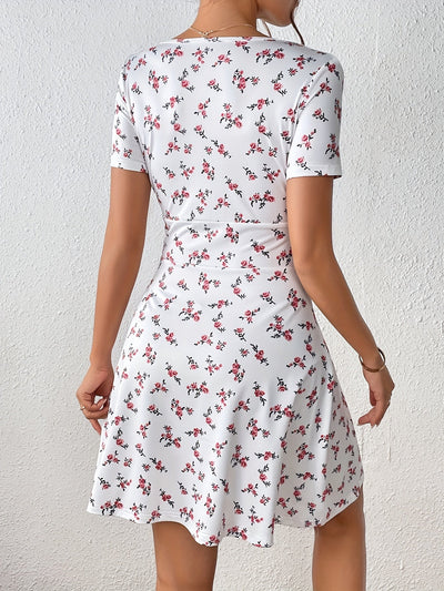 Kleid mit V-Ausschnitt und kurzen Ärmeln – ideal für Frühling und Sommer