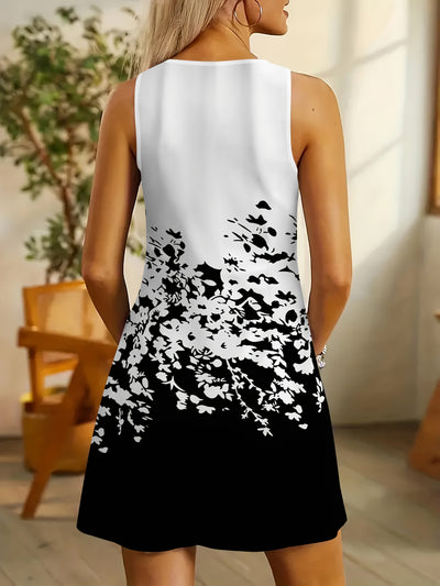 Schwarzes Kleid mit Print – Ärmellos, Figurbetont & Elegant für den Alltag