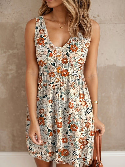 Ärmelloses Freizeitkleid mit Blumenmuster