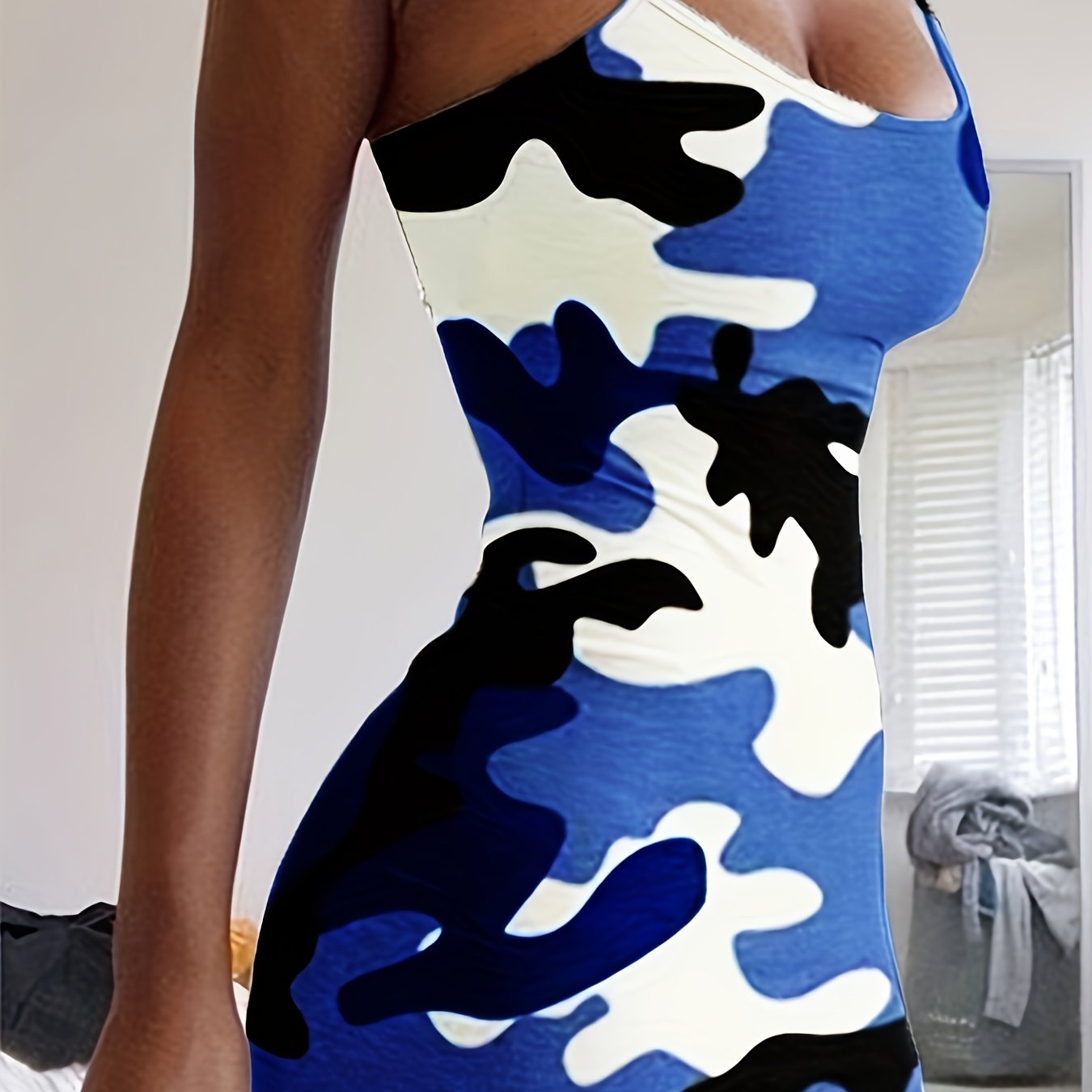 Elegantes Damen-Bodycon-Kleid mit Camouflage-Muster