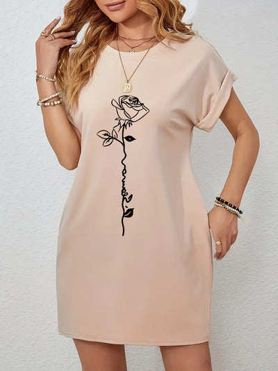 Kleid mit Blumenprint und Rundhalsausschnitt – Ideal für Frühling und Sommer