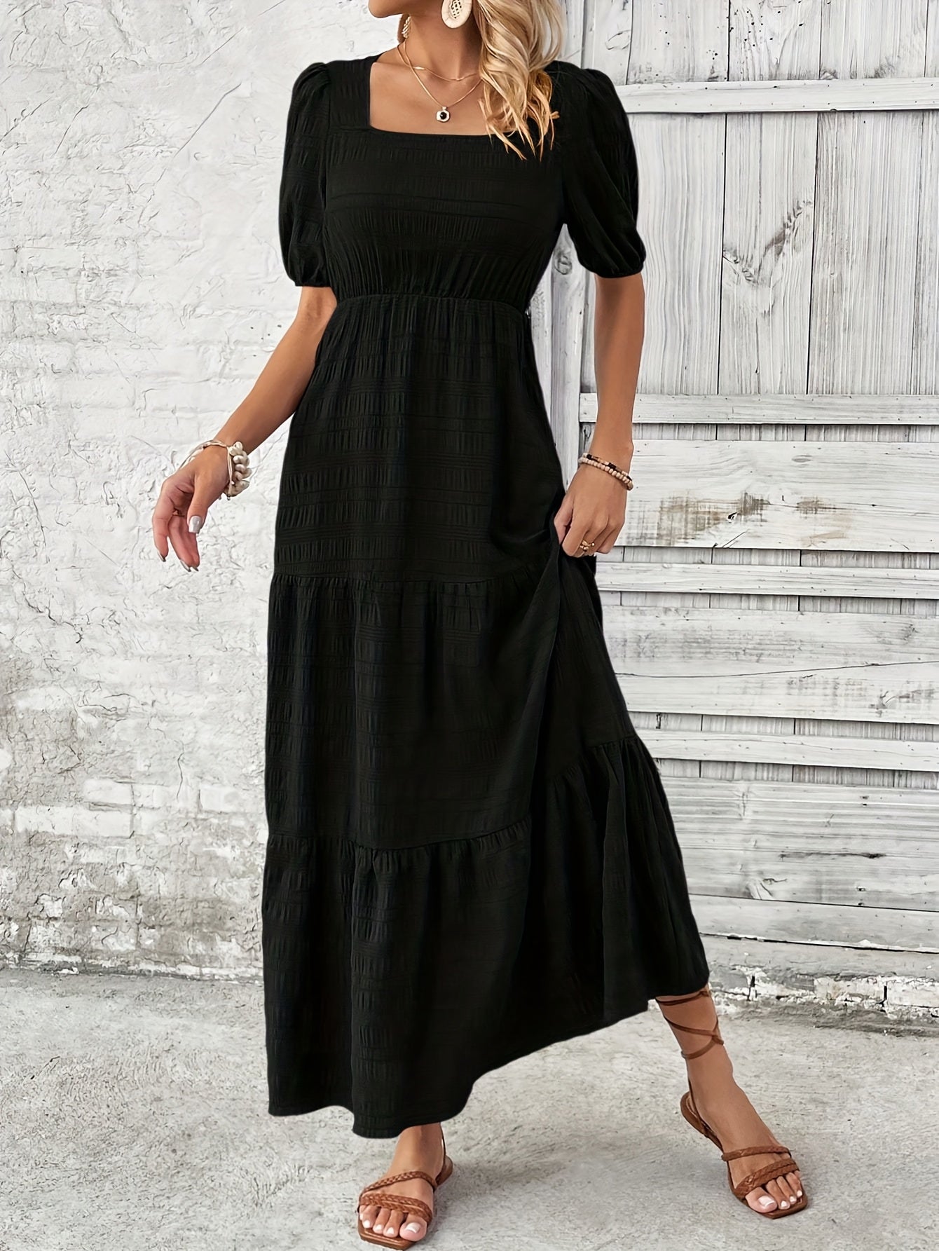 Damen Everyday Maxikleid mit quadratischem Ausschnitt