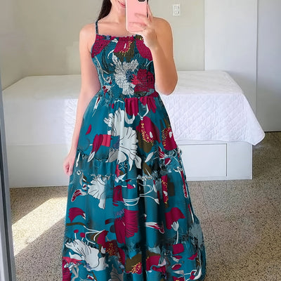 Langes Sommerkleid für Damen - Elegant, trägerlos mit Rüsche