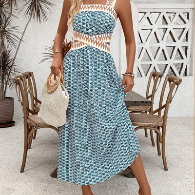 Stilvolles Ärmelloses Strandkleid mit geometrischem Muster – Einfarbig