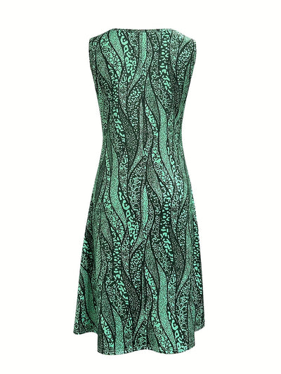 Ärmelloses Sommer-Blätterkleid Luftiges Polyester