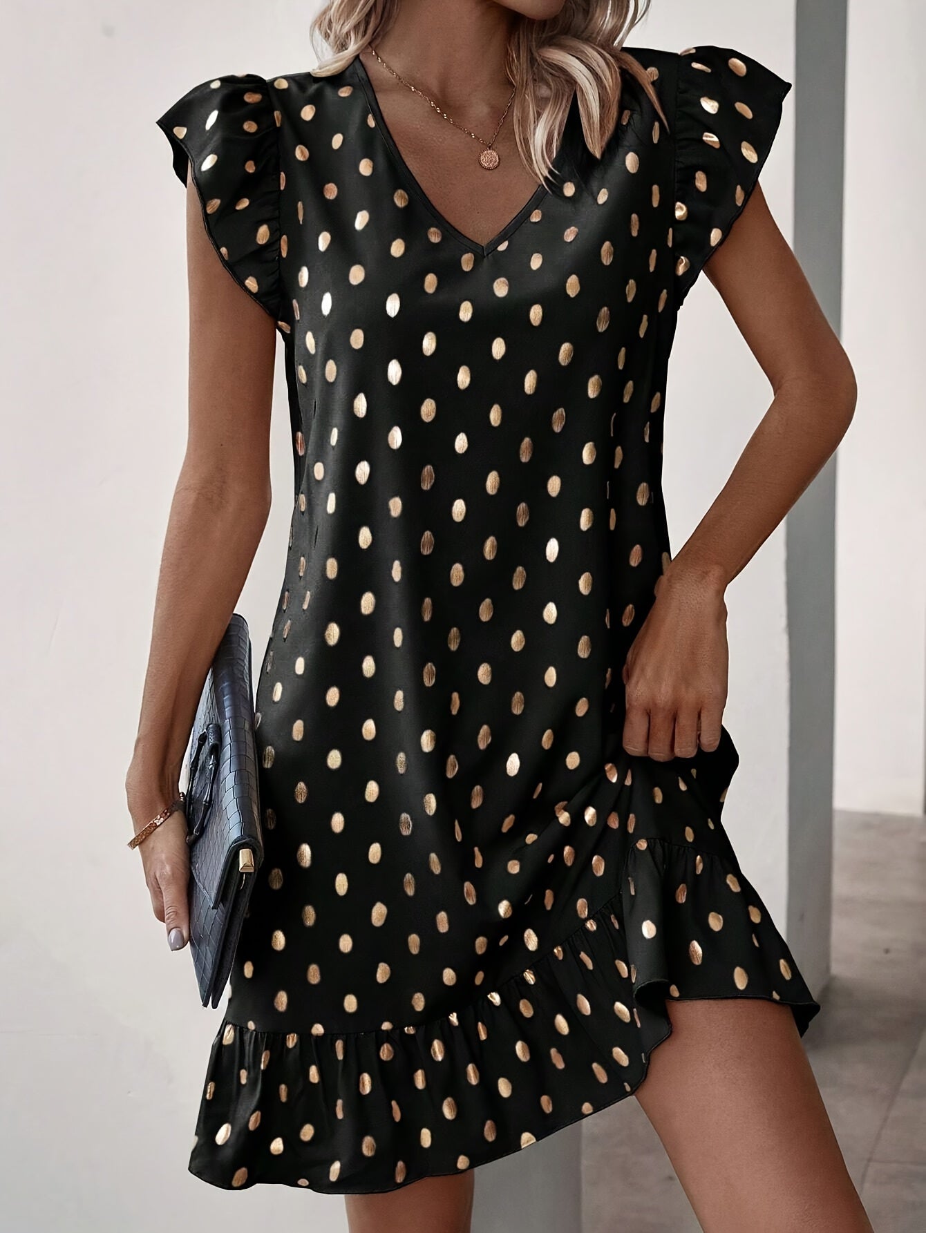 Schimmerndes Print- und Rüschenkleid Elegant für den Sommer