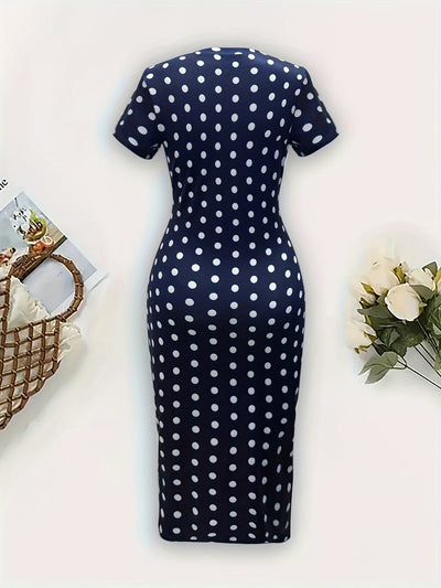 Elegantes marineblau gestreiftes Kleid - Bodycon-Schnitt