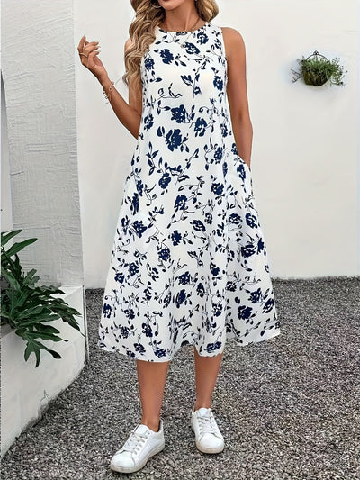 Ärmelloses Damen-Sommerkleid mit Rundhalsausschnitt
