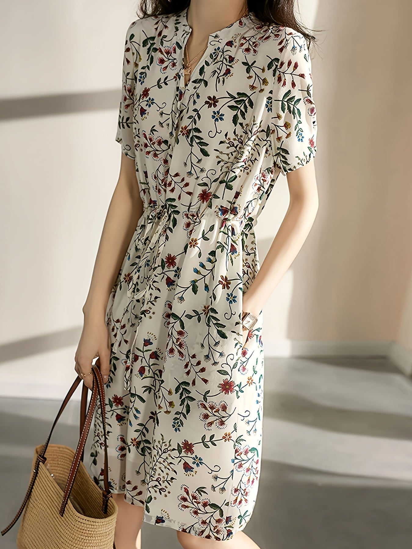Sommerliches, freches Kleid - mehrfarbiges Gemüsemuster