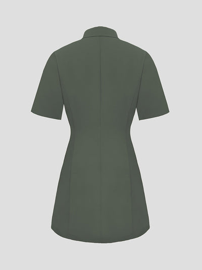 Damen Slim-Fit Minikleid mit Kragen – Olivgrün